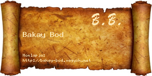 Bakay Bod névjegykártya